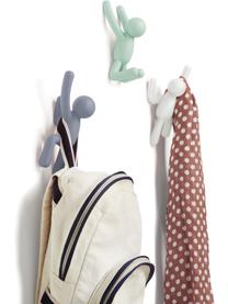 Design wandhakenset Buddy, 3-delig, Kunststof (ABS), Blauw, mintgroen, wit, Set met verschillende formaten