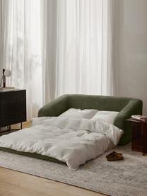 Sofá cama de borreguillo bouclé Eliot (2 plazas), Tapizado: tejido borreguillo bouclé, Patas: plástico, Borreguillo bouclé verde oscuro, An 180 x F 100 cm