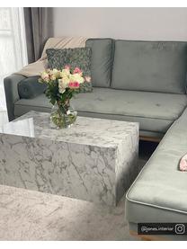 Sofa narożna z aksamitu z nogami z drewna dębowego Saint (3-osobowa), Tapicerka: aksamit (poliester) Dzięk, Szałwiowozielony aksamit, S 243 x G 220 cm
