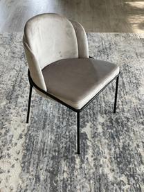 Sedia imbottita in velluto Polly, Rivestimento: velluto (100% poliestere), Gambe: metallo, Velluto greige, nero, Larg. 57 x Prof. 55 cm