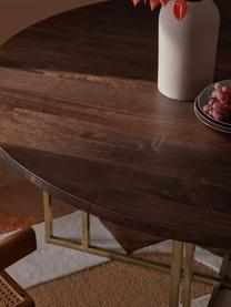 Okrągły stół do jadalni z drewna mangowego Luca, różne rozmiary, Blat: lite drewno mangowe, szcz, Stelaż: metal malowany proszkowo, Drewno mangowe, odcienie złotego, Ø 120 cm