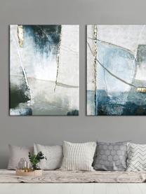 Ručne maľovaná tlač na plátne Golden Blue I, Tóny modrej, odtiene sivej, odtiene zlatej, Š 90 x V 120 cm