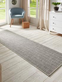In- & outdoor loper Nature met subtiel zigzagpatroon, 100% polypropyleen, Grijs, antraciet, B 80 x L 250 cm