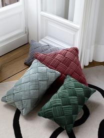 Poszewka na poduszkę z aksamitu Sina, Aksamit (100% bawełna), Bordowy, S 45 x D 45 cm