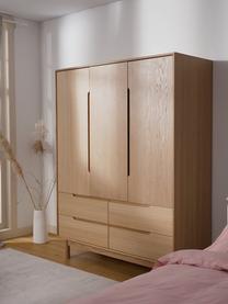 Kledingkast Cassy, 3 deuren, Poten: massief eikenhout, Licht hout, B 148  x H 195 cm