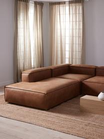 Modulares XL-Ecksofa Lennon aus recyceltem Leder, Bezug: Recyceltes Leder (70 % Le, Gestell: Massives Holz, Sperrholz, Füße: Kunststoff, Leder Braun, B 329 x T 269 cm, Eckteil links