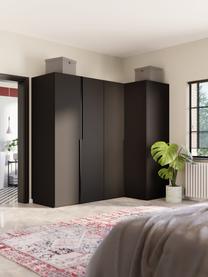 Armoire d'angle modulaire Leon, larg. 215 cm, plusieurs variantes, Noir, Basic Interior : larg. 215 x haut. 236 cm, avec module d'angle
