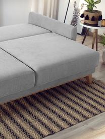 Sofa rozkładana z aksamitu z miejscem do przechowywania Balio (3-osobowa), Tapicerka: 100% aksamit poliestrowy , Nogi: drewno naturalne, Jasnoszary aksamit, S 216 x G 102 cm