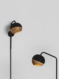 Applique à LED Ray, Noir, bois clair, larg. 12 x haut. 32 cm