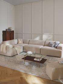 Grand canapé d'angle 4 places Melva, Tissu beige clair, larg. 339 x prof. 220 cm, dossier à droite