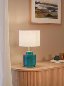 Lampe à poser en céramique Cous, Blanc, bleu, Ø 24 x haut. 42 cm