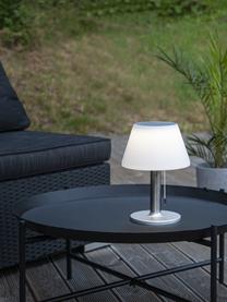 Lampada da tavolo solare da esterno Solia, Paralume: materiale sintetico, Base della lampada: acciaio inossidabile, Bianco, argentato, Ø 20 x Alt. 28 cm
