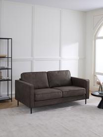 Sofá de cuero reciclado Hunter (2 plazas), Tapizado: cuero reciclado (70% cuer, Estructura: madera de pino maciza y f, Patas: metal con pintura en polv, Cuero gris pardo, An 164 x F 90 cm