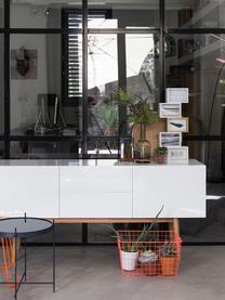 Sideboard High on Wood in Weiß Hochglanz, Korpus: Mitteldichte Holzfaserpla, Füße: Eiche massiv, Weiß, 160 x 72 cm