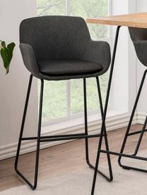 Barkrukken Lisa, 2 stuks, Bekleding: polyester De bekleding he, Frame: gepoedercoat metaal, Donkergrijs, zwart, B 52 x H 100 cm