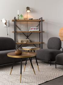 Runder Holz-Couchtisch Denise, Tischplatte: Mitteldichte Holzfaserpla, Dunkles Holz, Goldfarben, Ø 61 cm