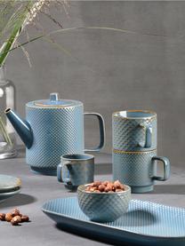 Tasses à expresso en céramique Lara, 4 élém., Grès cérame, Bleu-gris, brun, Ø 6 x haut. 6 cm, 120 ml