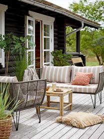 Sedia a poltrona intrecciata da giardino Mundo, Struttura: metallo verniciato a polv, Seduta: polietilene, Rivestimento: poliestere I rivestimenti, Grigio-verde, beige/grigio, Larg. 87 x Prof. 74 cm