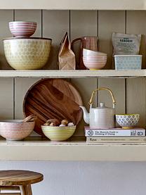 Handbeschilderde botervloot Patrizia met een speels patroon, Keramiek, Crèmewit, blauw, roze, B 13 x H 7 x D 9 cm