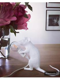 Kleine design tafellamp Mouse, Lamp: kunsthars, Wit, B 5 x H 13 cm