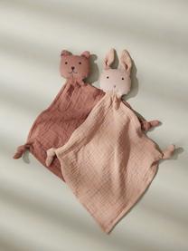 Komplet przytulanek kocyków Yoko, 2 elem., 100% bawełna organiczna, Blady różowy, ciemny różowy, S 25 x D 25 cm