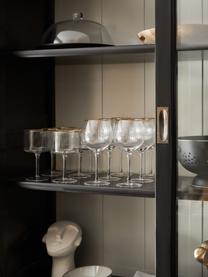 Kieliszek do wina z ryflowaną powierzchnią Palermo, 4 szt., Szkło, Transparentny ze złotą krawędzią, Ø 6 x W 21 cm, 650 ml