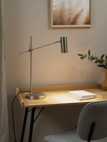 Schreibtischlampe Cassandra, Lampenschirm: Metall, vermessingt, Lampenfuß: Metall, vermessingt, Silberfarben, glänzend, T 47 x H 55 cm