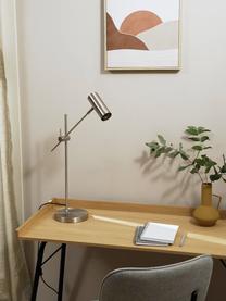 Schreibtischlampe Cassandra, Lampenschirm: Metall, vermessingt, Lampenfuß: Metall, vermessingt, Silberfarben, glänzend, T 47 x H 55 cm