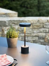 Mobiele dimbare LED outdoor tafellamp Roby met touch functie, Lamp: gecoat aluminium, Zwart, Ø 11 x H 30 cm