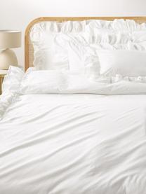 Funda de almohada de algodón lavado con volantes Louane, Blanco, An 45 x L 110 cm