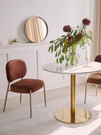 Tavolo rotondo effetto marmo Karla, Ø 90 cm, Bianco marmorizzato, dorato, Ø 90 x Alt. 75 cm