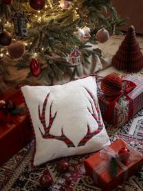 Kockovaná obliečka na vankúš s vianočným motívom Myles, Červená kockovaná, Š 45 x D 45 cm