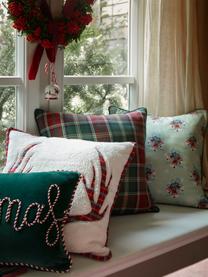 Housse de coussin 45x45 hivernale Myles, Blanc crème, rouge, larg. 45 x long. 45 cm