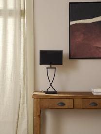 Grote tafellamp Vanessa, Lampvoet: gepoedercoat metaal, Lampenkap: textiel, Zwart, B 27 x H 52 cm