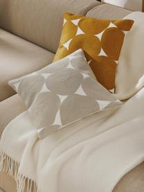 Copricuscino in cotone ricamato Bardia, Rivestimento: 100% cotone, Ornamento: 100% acrilico, Beige, bianco latte, Larg. 45 x Lung. 45 cm