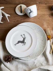 Handbeschilderde suikerpot gourmet Grey Deer, Keramiek, Grijs, wit, Ø 9 cm