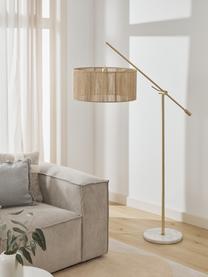 Lámpara de pie grande Lisana, Pantalla: yute, Estructura: metal galvanizado, Cable: cubierto en tela, Beige, Ø 50 x Al 171 cm