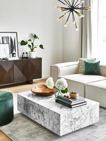 Salontafel Lesley in marmerlook, Vezelplaat van gemiddelde dichtheid (MDF) bedekt met melaminefolie, Marmerlook wit, glanzend, B 120 x D 75 cm