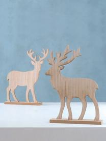 Objets décoratifs en forme de rennes Kigan, 2 élém., MDF (panneau en fibres de bois à densité moyenne), Bois clair, larg. 26 x haut. 30 cm