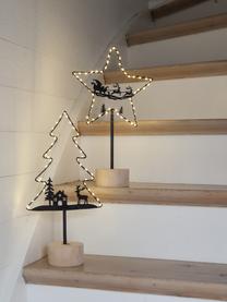 Dekoracja świetlna LED Glimta, Stelaż: metal powlekany, Czarny, jasne drewno naturalne, S 21 x W 40 cm