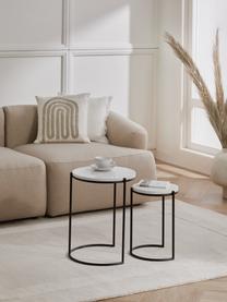 Marmor-Beistelltisch-Set Ella, 2-tlg., Weiß, marmoriert, Schwarz, Set mit verschiedenen Größen