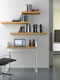 Biurko z przedziałami Camille, Korpus: płyta pilśniowa (MDF) lak, Nogi: metal lakierowany, Drewno naturalne, biały lakierowany, S 90 x G 60 cm