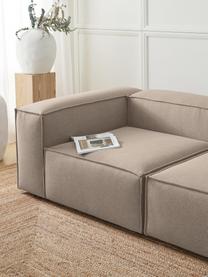 Hoekmodule Lennon, Bekleding: 100% polyester De slijtva, Frame: massief grenenhout, FSC-g, Poten: kunststof, Geweven stof taupe, B 119 x D 119 cm, hoekdeel links
