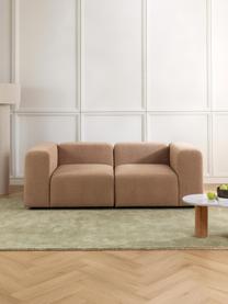 Sofá modular bouclé Lena (3 plazas), Tapizado: Bouclé (93% poliéster, 6%, Estructura: madera de pino, contracha, Patas: plástico, Bouclé marrón claro, An 209 x F 106 cm