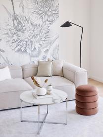 Runder Couchtisch Antigua mit Glasplatte in Marmor-Optik, Tischplatte: Glas, matt bedruckt, Gestell: Metall, verchromt, Marmor-Optik Weiß, Chromfarben, Ø 80 cm