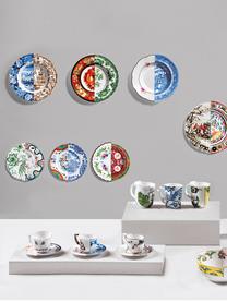 Tazas artesanales con platitos Hybrid, 2 uds., Porcelana, Multicolor, Ø 7 x Al 6 cm