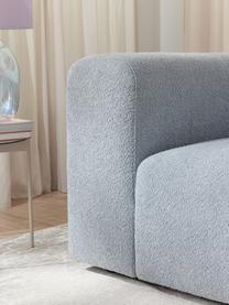 Fotel bouclé Lena, Tapicerka: bouclé (93% poliester, 6%, Stelaż: drewno sosnowe, sklejka, , Nogi: tworzywo sztuczne, Jasnoniebieski bouclé, S 134 x G 106 cm