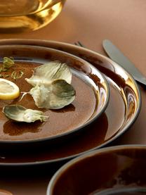 Mělké talíře s reaktivní glazurou Gastro, 6 ks, Kamenina, Tmavě hnědá, černá, Ø 27 cm