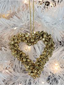 Adorno navideño con cascabeles Heart, Metal recubierto, Dorado, An 9 x Al 9 cm