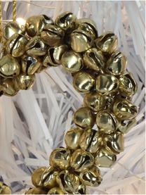 Adorno navideño con cascabeles Heart, Metal recubierto, Dorado, An 9 x Al 9 cm